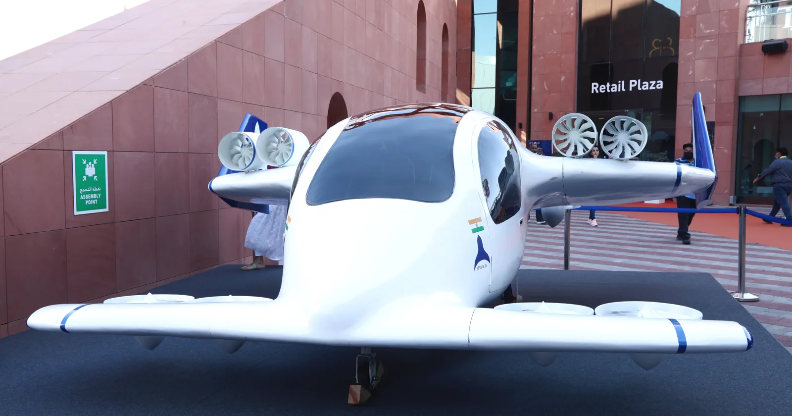 The full-scale e200 passenger cabin mockup on display